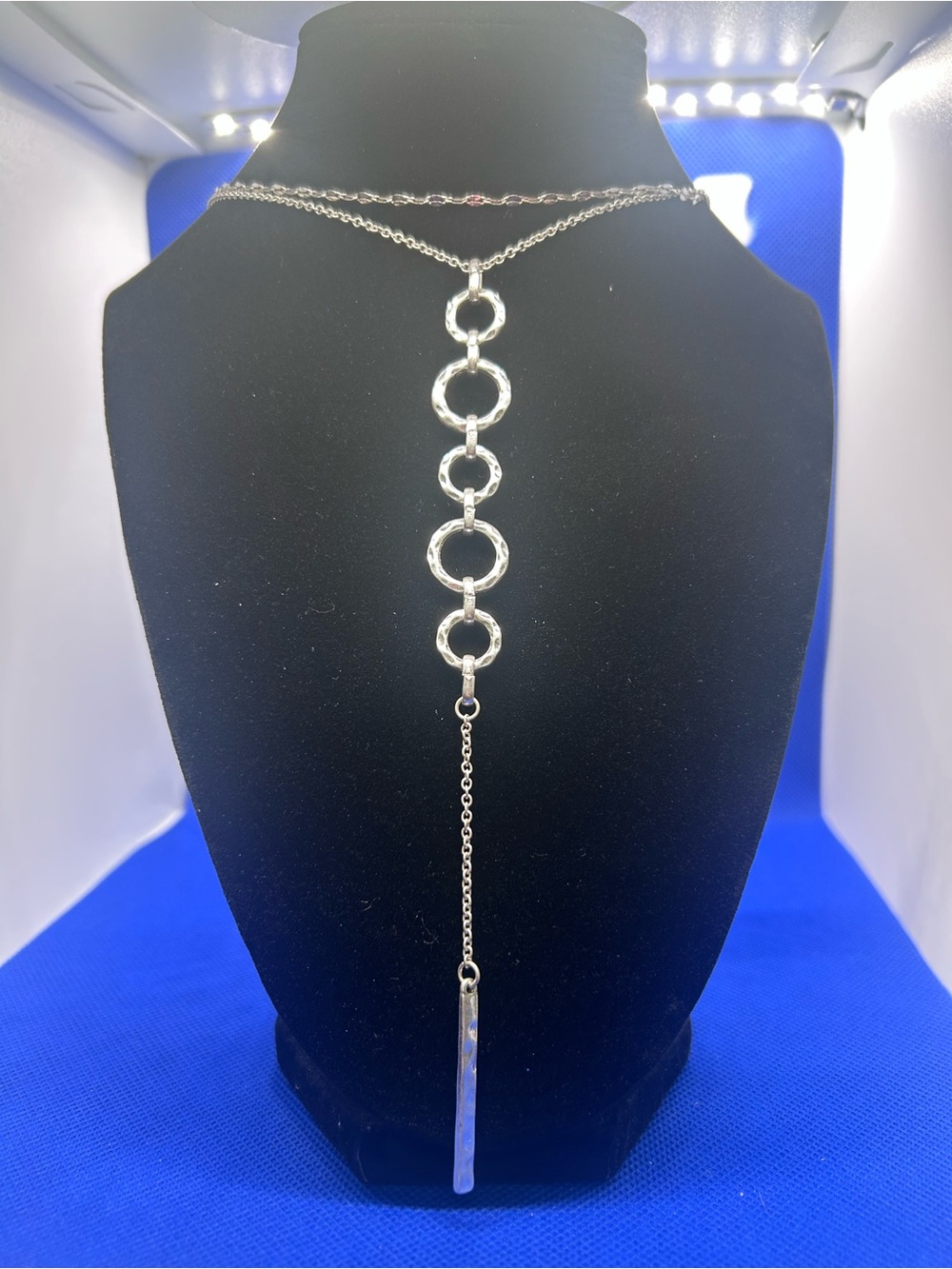 Bella Canvas Silver Linked Circle Y-Drop Necklace